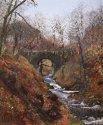 Atkinson Grimshaw Ghyll Beck Barden Yorkshire Early Spring Sweden oil painting artist